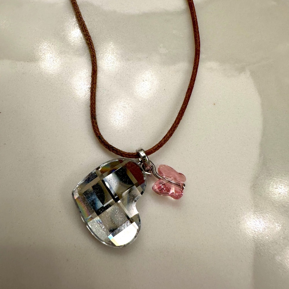Swarovski Crystal Heart and Butterfly Necklace